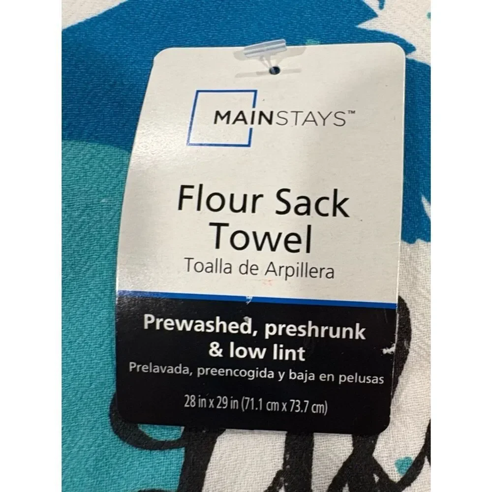 Mainstays Surf Kitchen Two Towels in White, Blue, Yellow